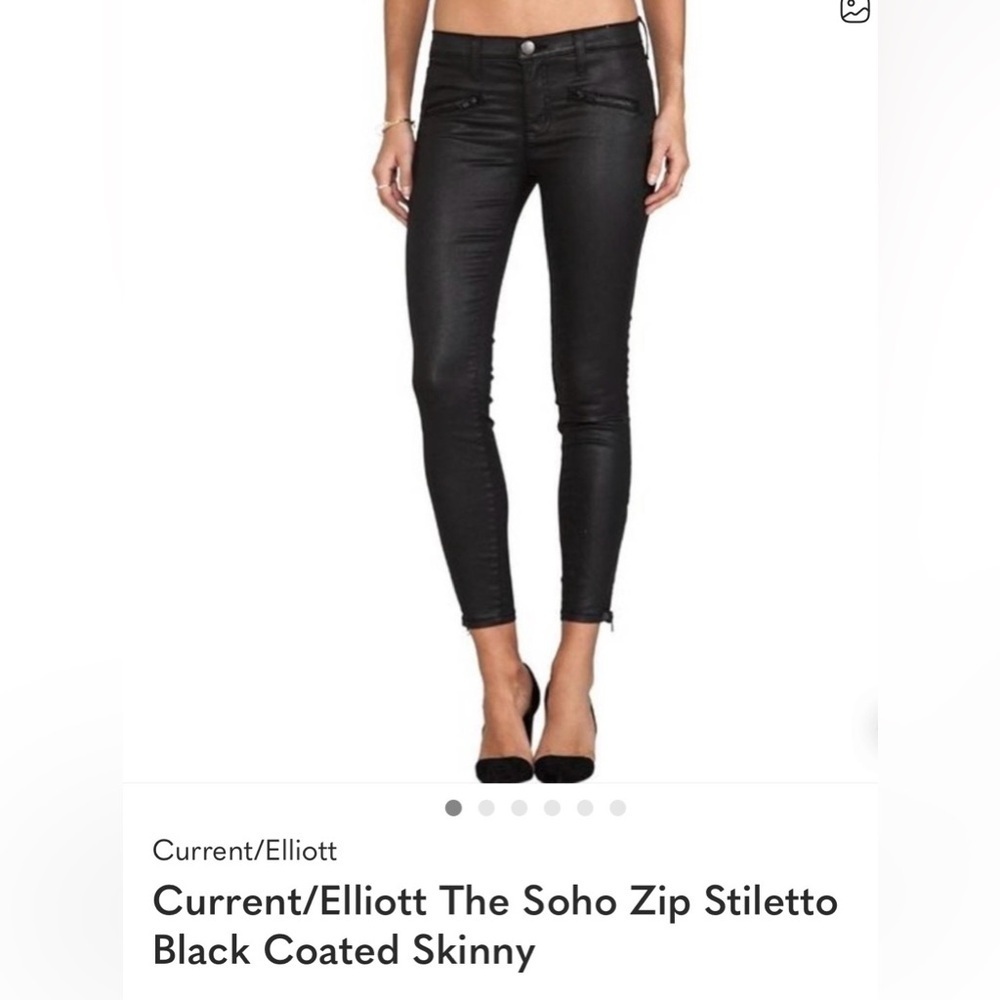 Current/Elliott Black Leather Detail Pants